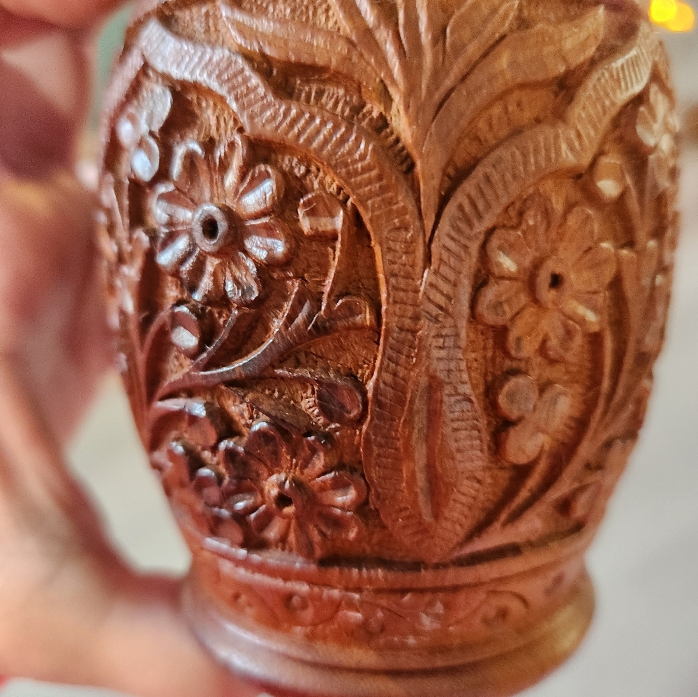 Vintage Wood Handcarved Canister